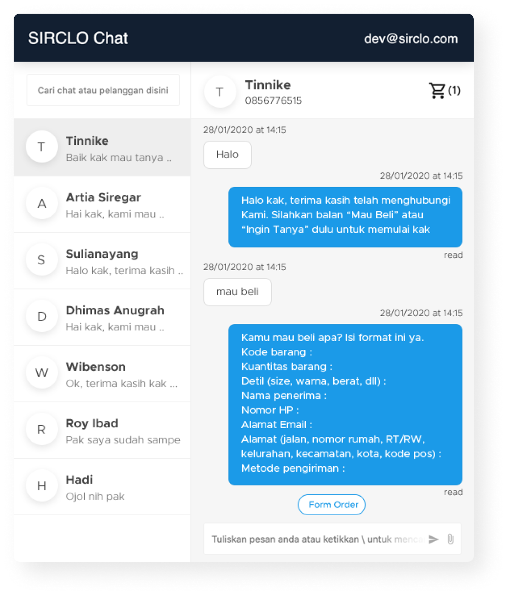 Dashboard Chatcommerce 1 Transaksi dan Komunikasi efisien